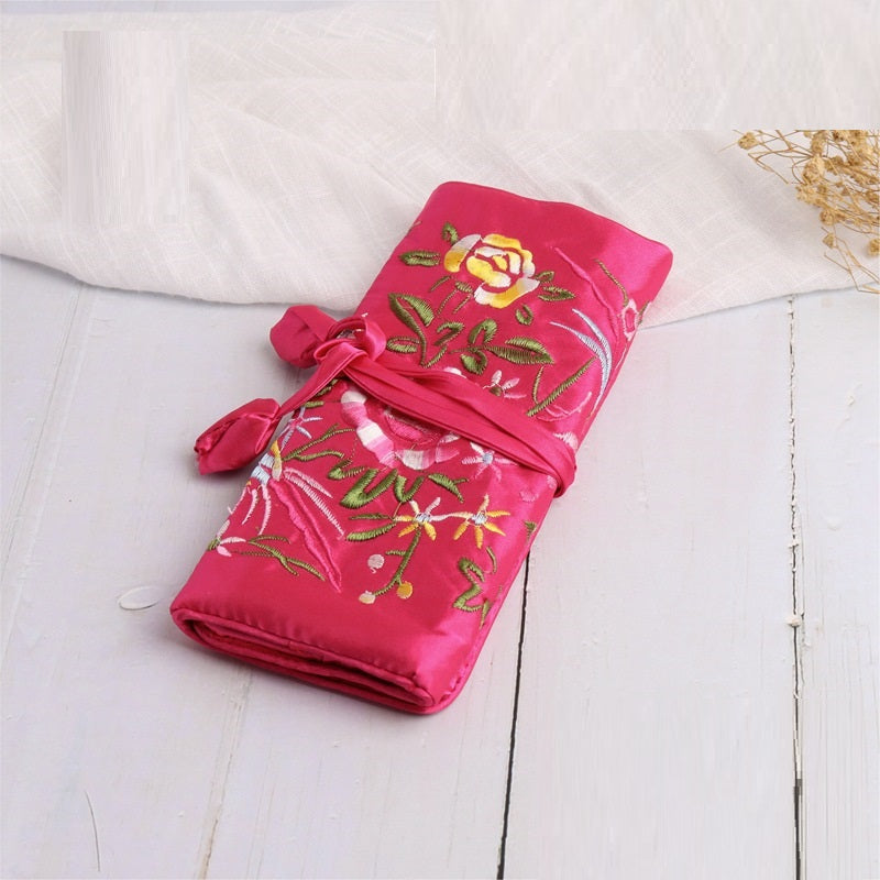 Handmade Embroidered Silk Jewelry Bag