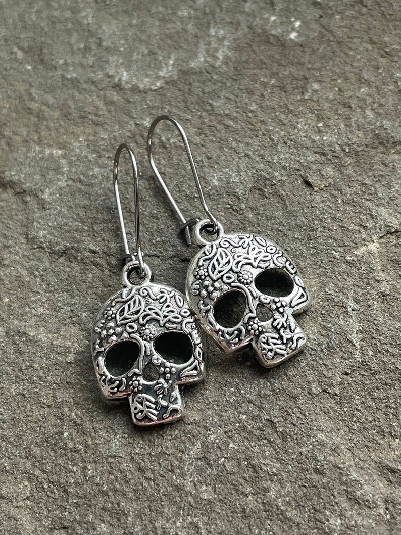 Vintage Silver Skull Earrings