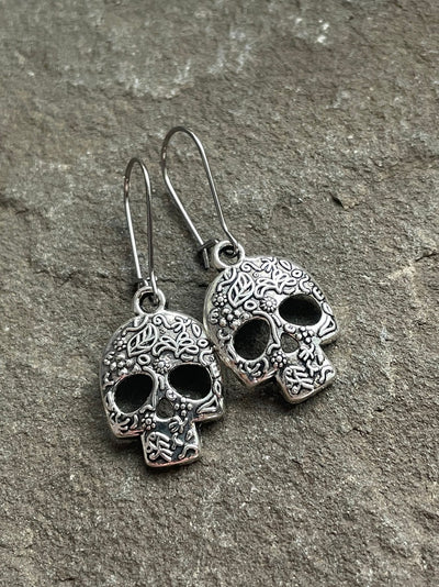 Vintage Silver Skull Earrings