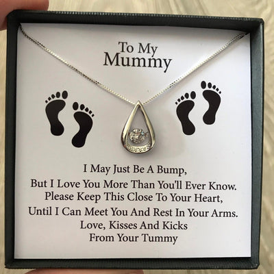 Personalised Baby Bump - To My Mum/Mummy Silver Pendant Necklace with Message Card