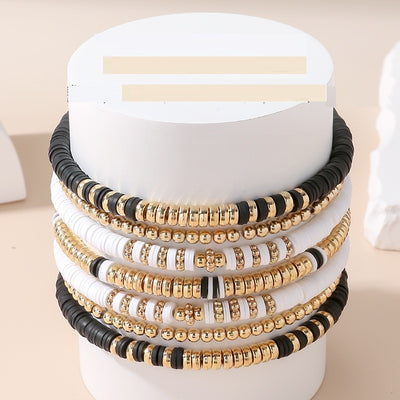 Black Soft Ceramic Letter Bead Handmade Summer Beach Women's Bracelet