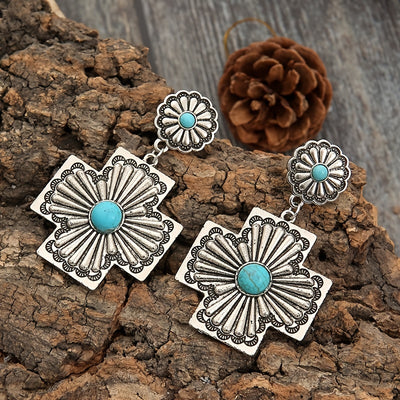 Vintage Turquoise Cross Earrings