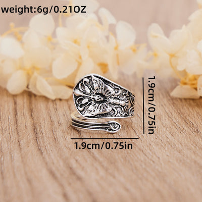 Gothic Skull Moth Open Ring