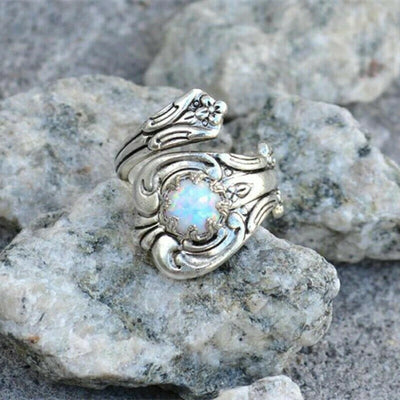 🔥Last Day 49% OFF🎁White Opal Spoon Adjustable Ring