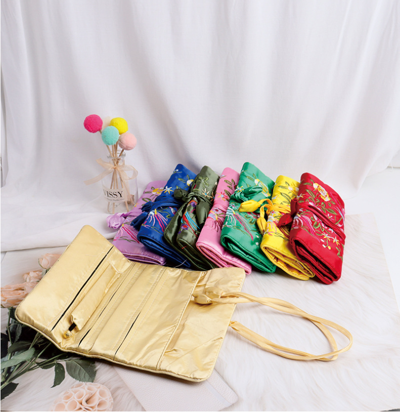 Handmade Embroidered Silk Jewelry Bag
