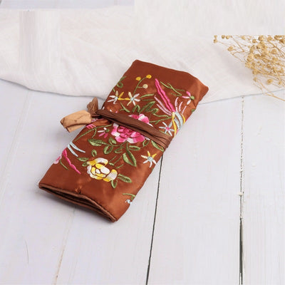 Handmade Embroidered Silk Jewelry Bag