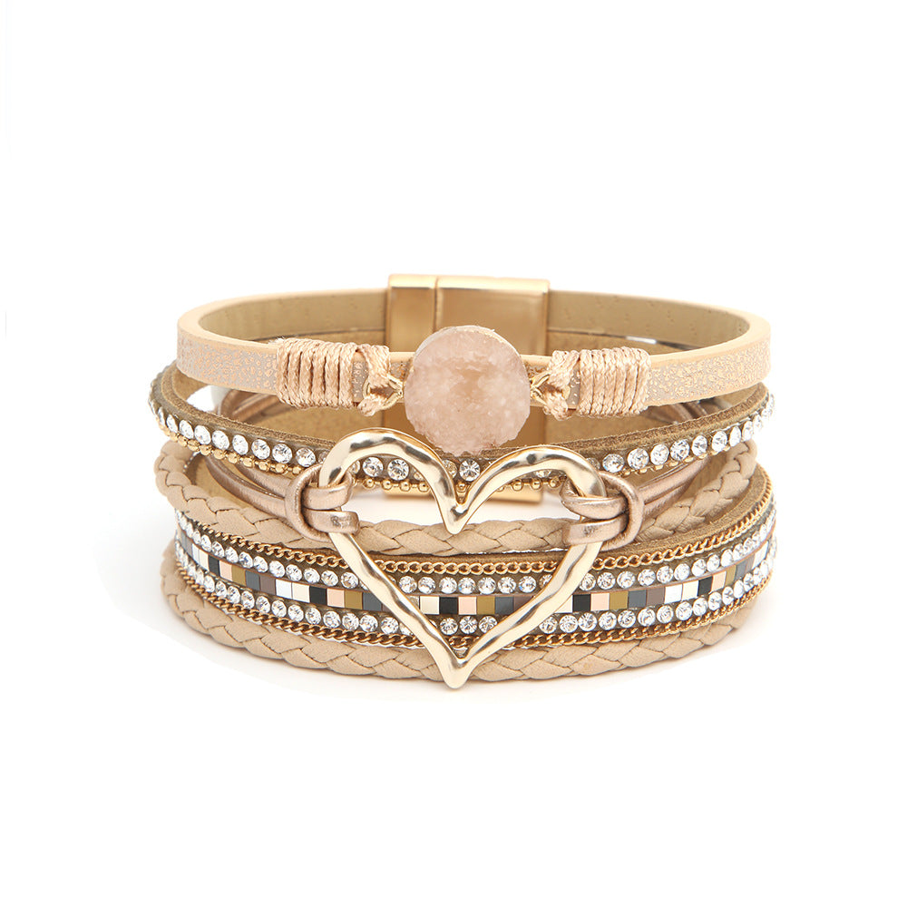 Multi-layer  Heart Leather Bracelet