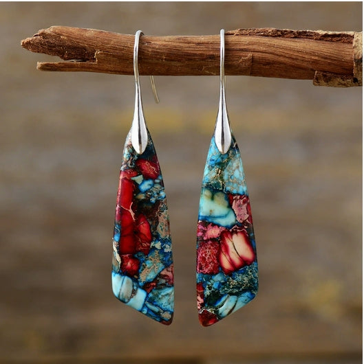 Bohemian Natural Stone Geometric Earrings