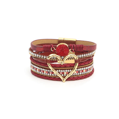 Multi-layer  Heart Leather Bracelet