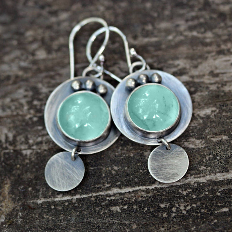 Retro Geometric Disc Earrings