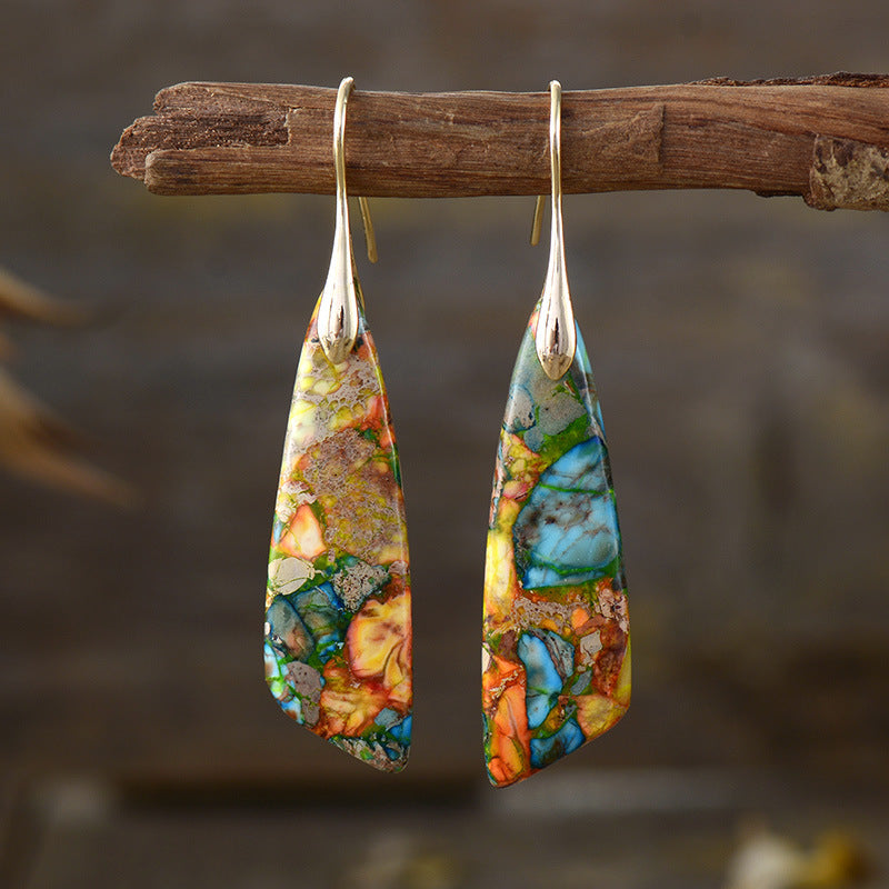Natural stone pendant earrings