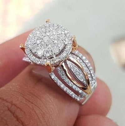 Two Tone Diamond Studded Ring
