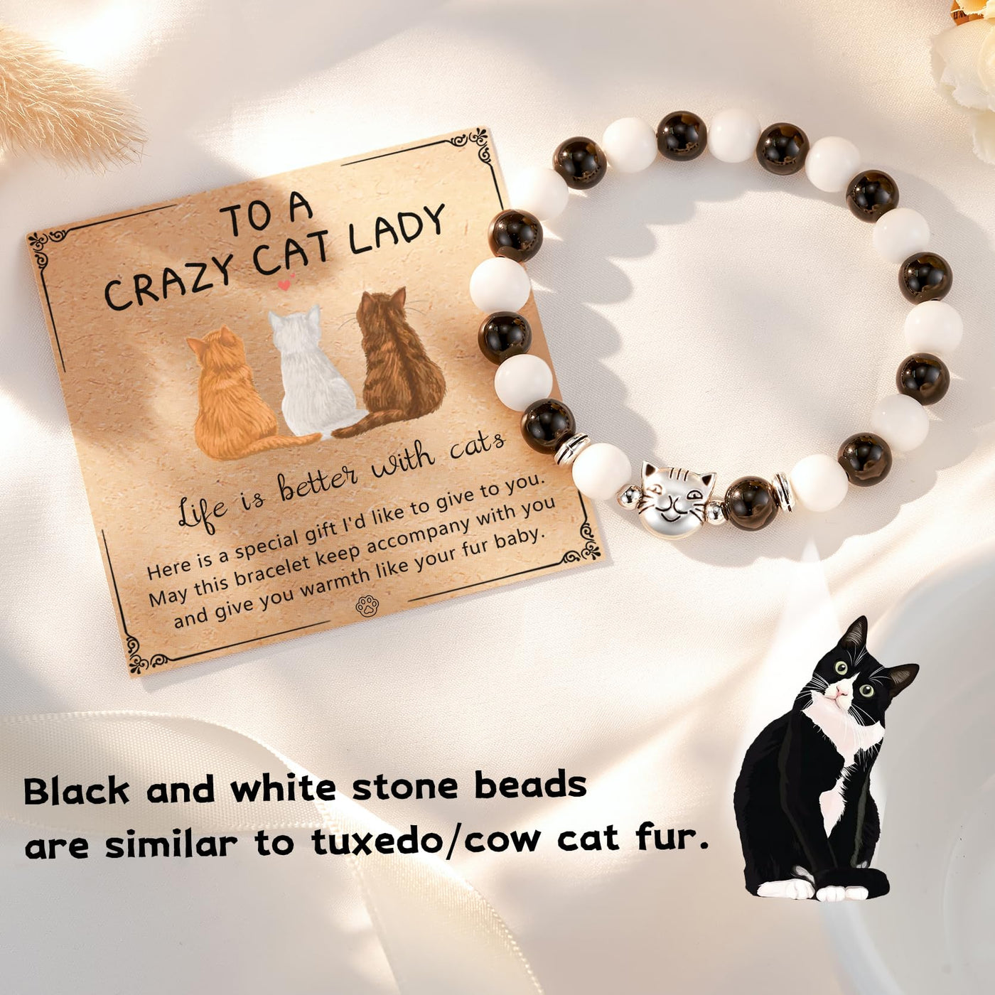 Nature Stone Bracelet Crazy Cat Lady Gifts