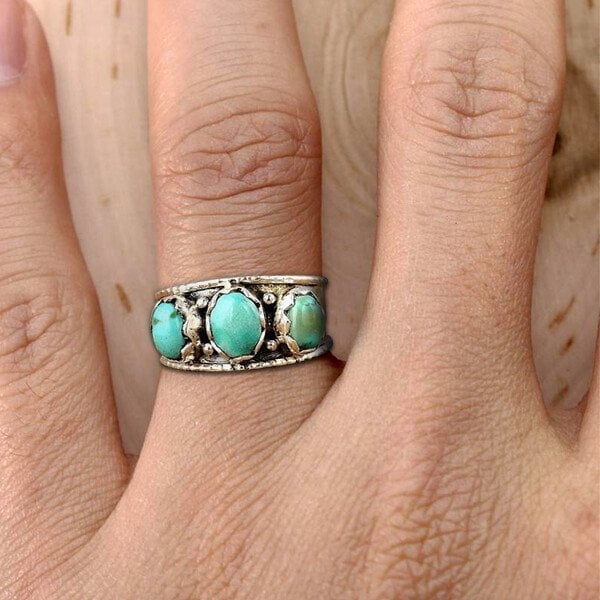 🔥Last Day 49% OFF🎁Three Stone Turquoise Ring