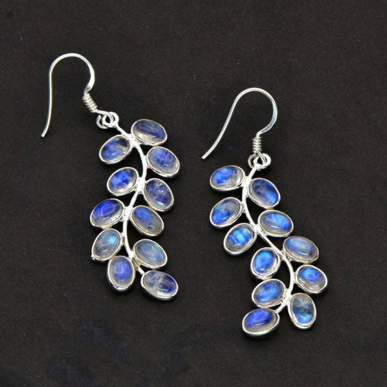 Gorgeous Plant Leaves Moonstone Earrings