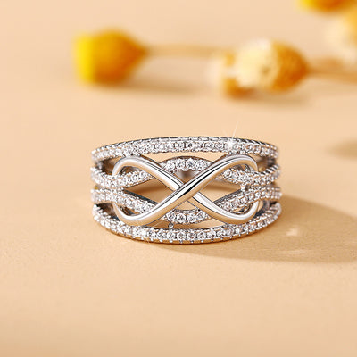 Silver Gold Waved Hollow Design Ring