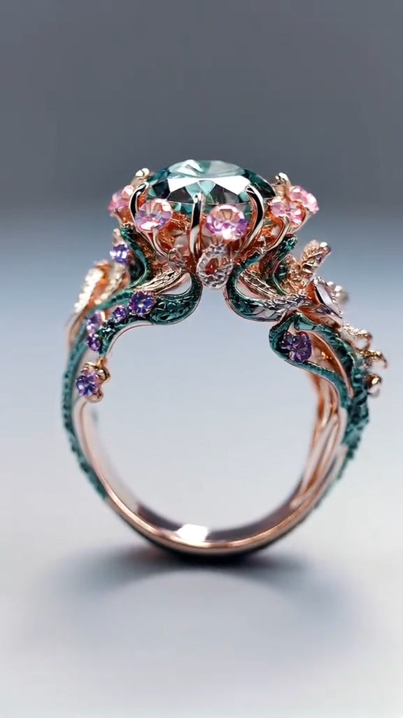 Enchanted Forest - Inspired Gemstone Ring: A Blend of Nature and Elegance