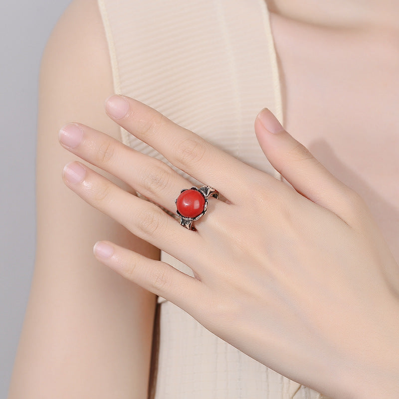 Lotus Red Adjustable Ring For Women
