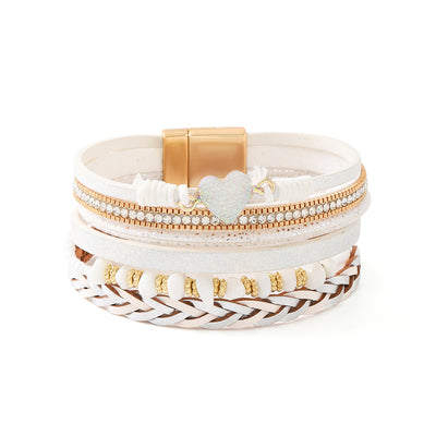 Natural Crushed Stone Leather Bracelet