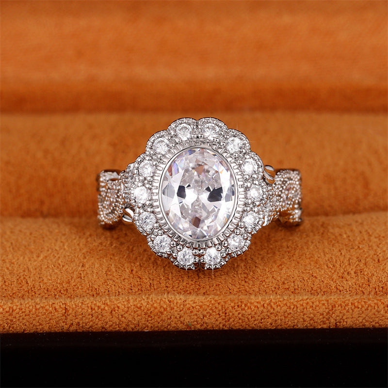 Full Diamond Round Diamond Zircon Ring