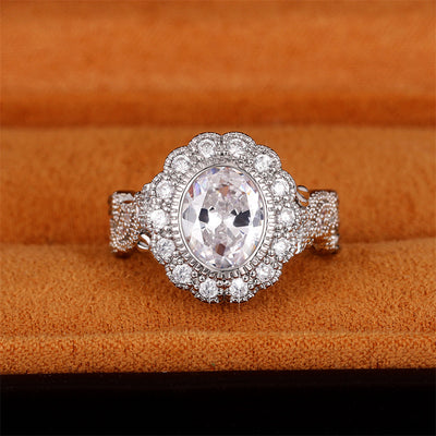 Full Diamond Round Diamond Zircon Ring