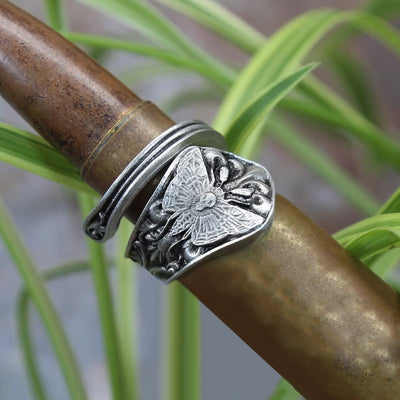 Gothic Skull Moth Open Ring