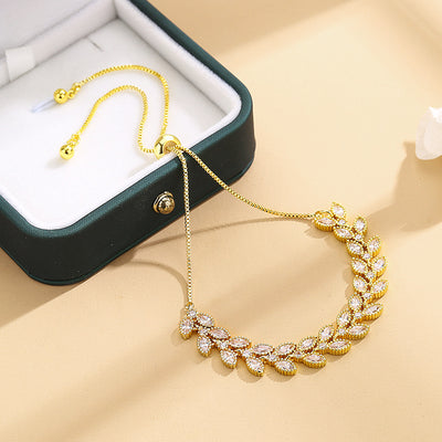 Full Diamond Zircon Wheat Ear Bracelet For Women