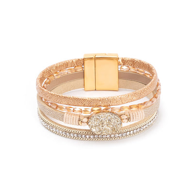 Crystal Studded Bead Magnetic  Bracelet