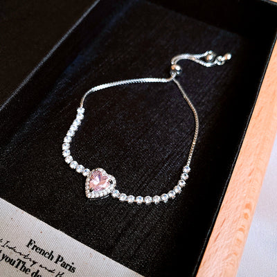 Three-dimensional Love Zircon Adjustable Bracelet