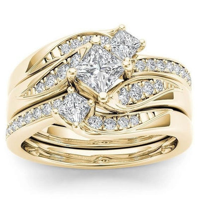 Tri Color Wave Diamond Ring