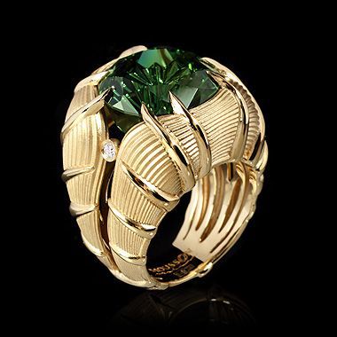 Green Zircon Diamond Ring