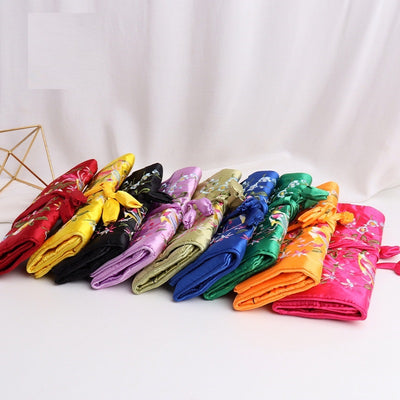 Handmade Embroidered Silk Jewelry Bag
