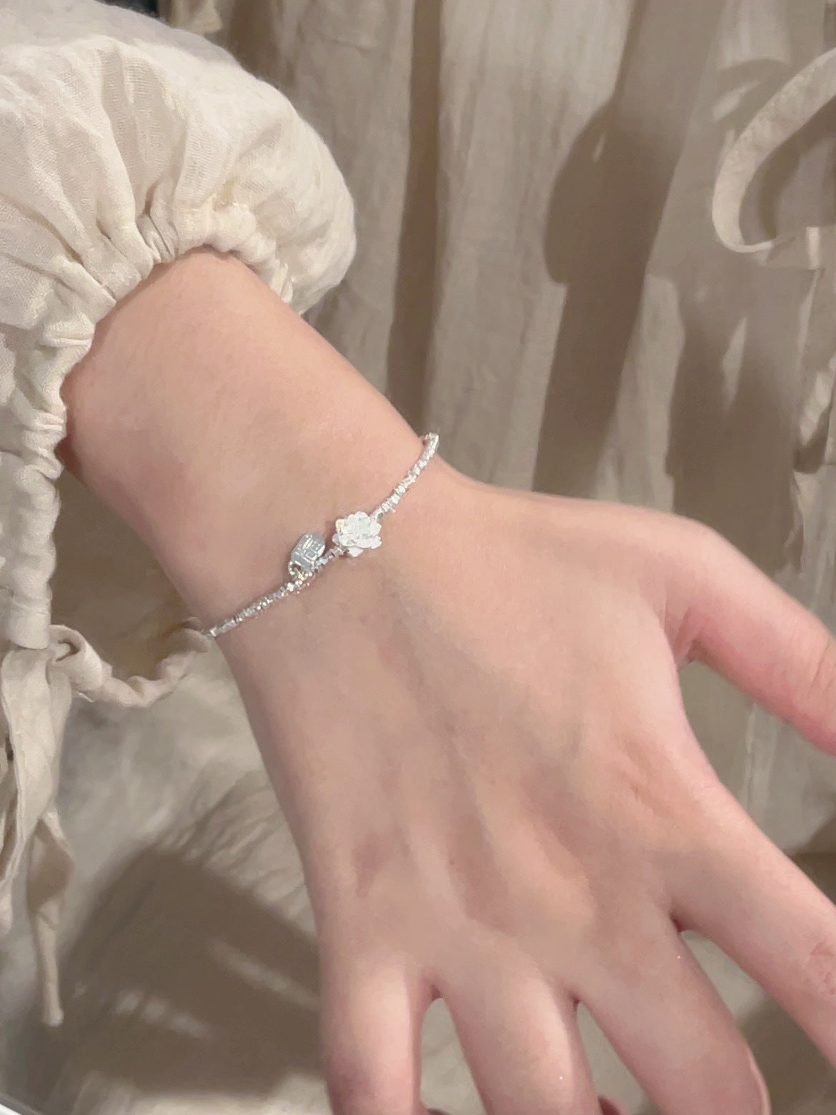 Lotus Shaped  Silver Bracelet