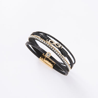Multi Layer Leather 8-shaped  Bracelet