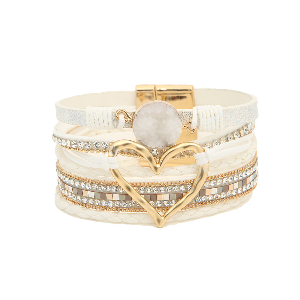Multi-layer  Heart Leather Bracelet