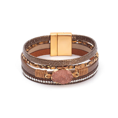 Crystal Studded Bead Magnetic  Bracelet