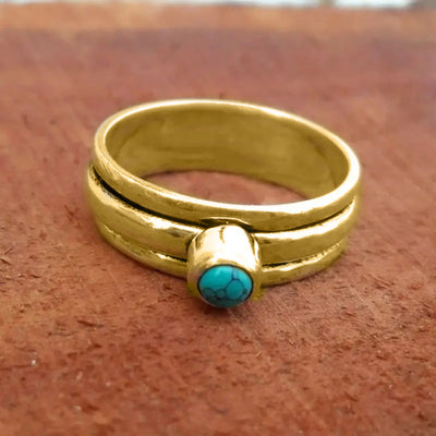 Retro Ethnic-Style Turquoise Ring