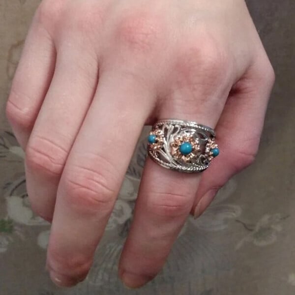 🔥Last Day 49% OFF🎁Turquoise Golden Flower Ring