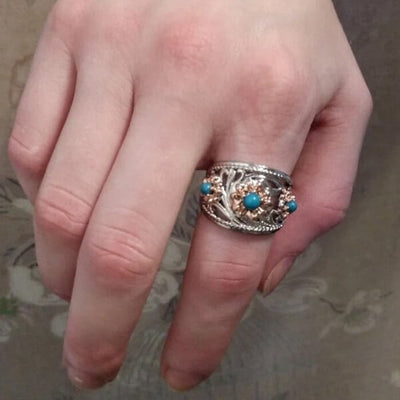 🔥Last Day 49% OFF🎁Turquoise Golden Flower Ring