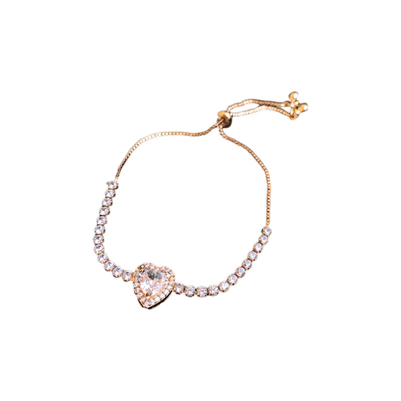 Three-dimensional Love Zircon Adjustable Bracelet