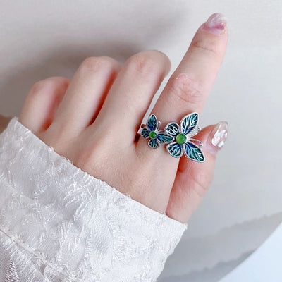 Enamel Craft Double Butterfly Ring
