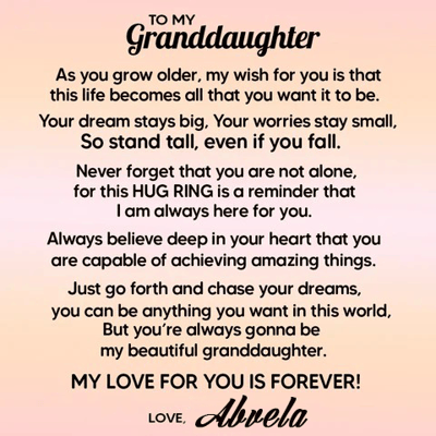 To Granddaughter -925 Sterling Silver Hug Ring (Adjustable - One Size Fits All)