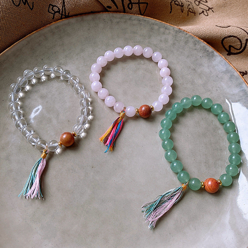 Wooden Bead Geometric Tassel  Bracelet
