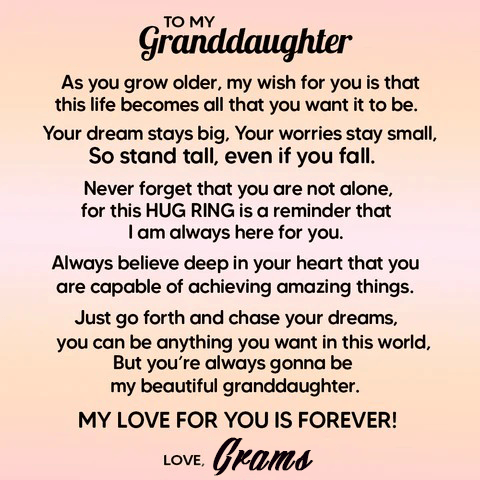 To Granddaughter -925 Sterling Silver Hug Ring (Adjustable - One Size Fits All)