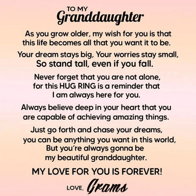 To Granddaughter -925 Sterling Silver Hug Ring (Adjustable - One Size Fits All)