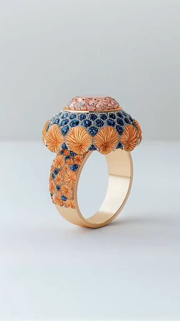 Exquisite Floral - Inspired Gold Ring with Gemstone Accents