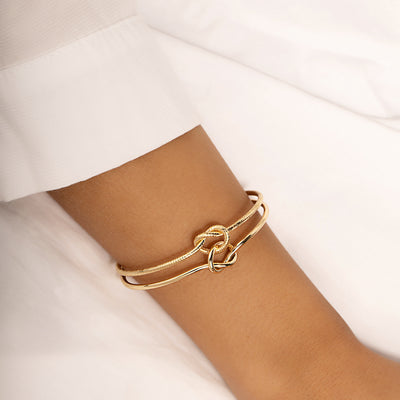 Double Ring Buckle Open Bracelet For Women
