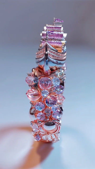 Exquisite Gem - Embellished Ship - Inspired Rose Gold Ring