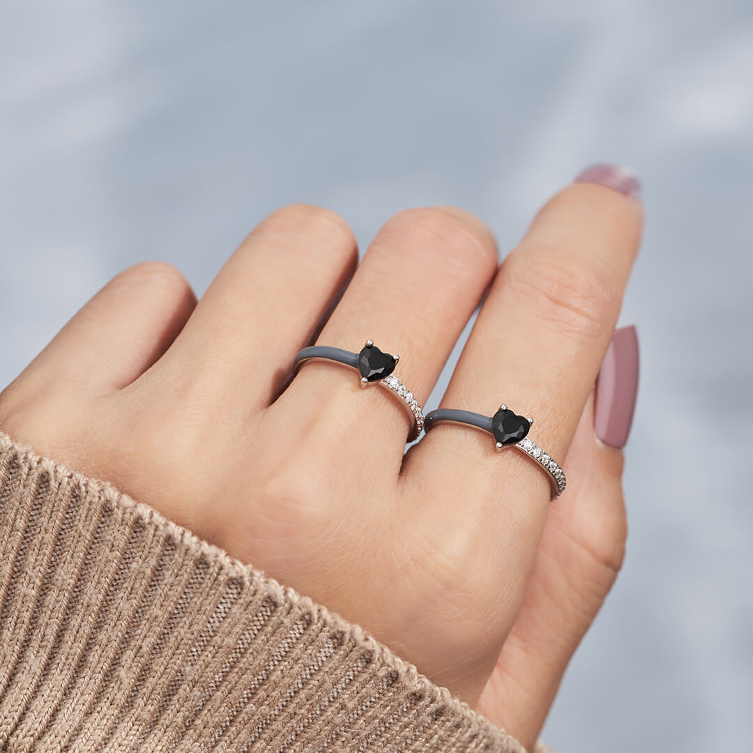I'm Choosing My Peace Black Enamel Ring