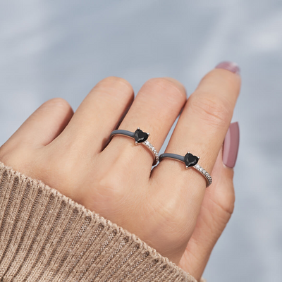 I'm Choosing My Peace Black Enamel Ring